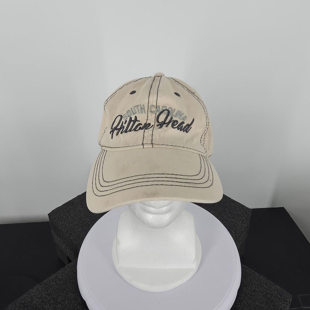 Hilton Head SC Beach Hat Cap Strap Back Mens One Size Beige Prairie Mountain